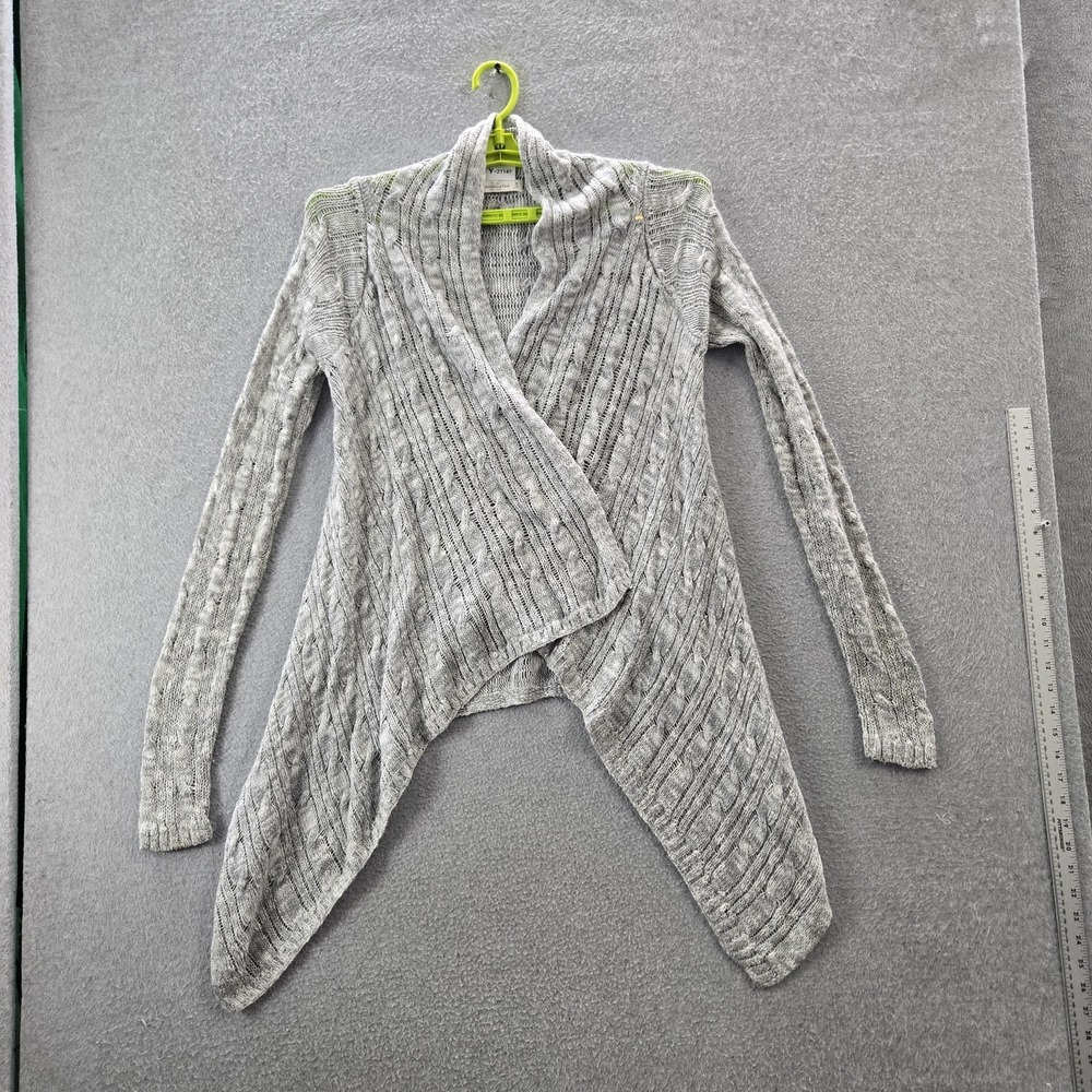 Abercrombie & Fitch Women Sweater M Gray Cardigan Cable Knit Long Sleeve